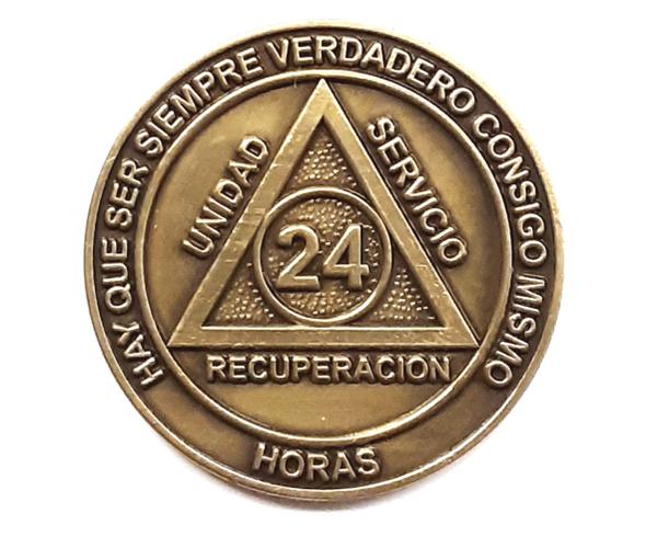 Bronze Spanish Milestone Coin (Horas, Meses, 1 Ano) CASO