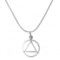 1226-18s - Silver Necklace - Circle & Triangle 20"