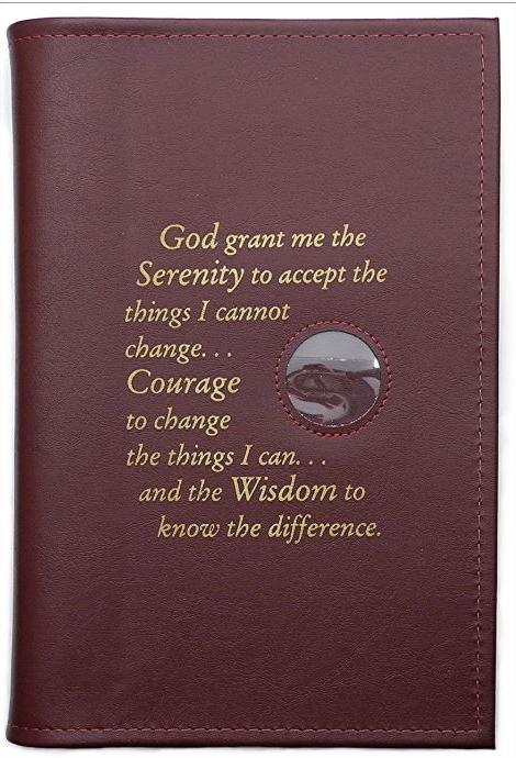 BC08 - Brown 12&12 Cover W/Serenity Prayer & Coin Holder