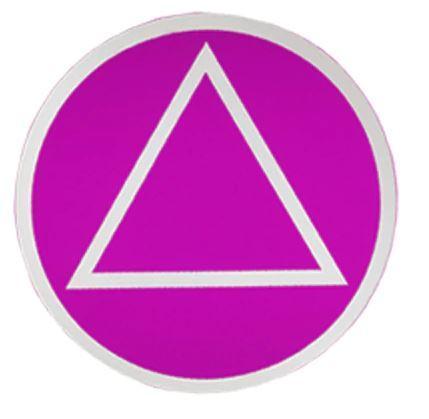 Sticker -- Small Cir/Triangle Purple w/ white outline